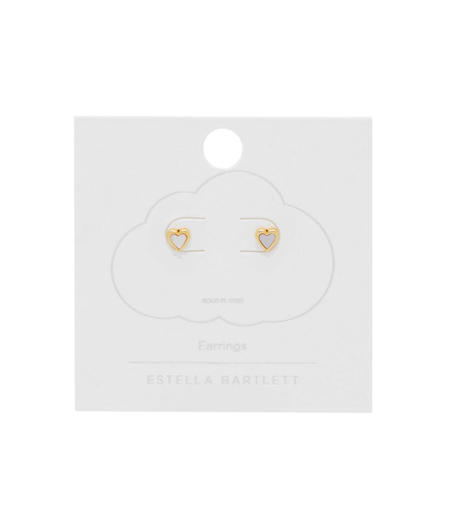 Pink Pearl Heart Stud Earrings - Estella Bartlett